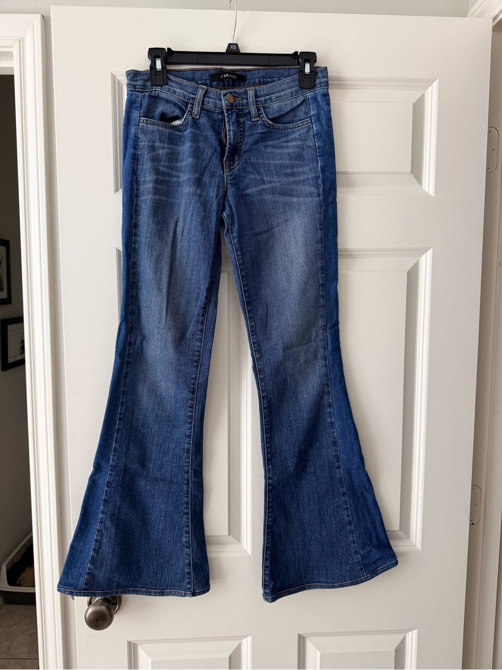 J Brand Blue Flare Jeans with Faded Wash